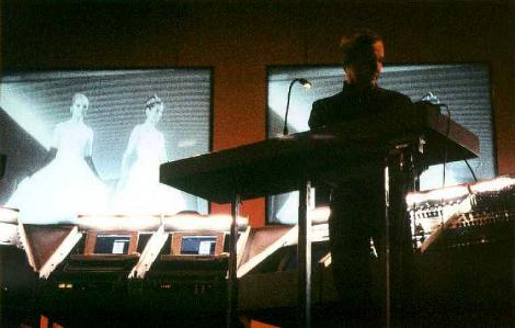 Fritz Hilpert, pictured during Kraftwerk's performance of 'The Model'. Photograph by: Emma Villegas'